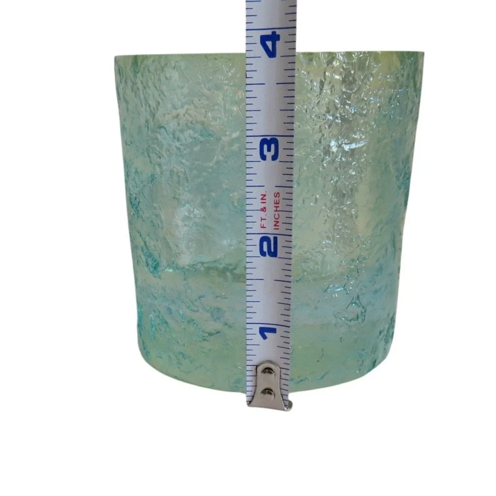Vintage JI&O Aqua Ice Textured Glass Tealight Candle Holder